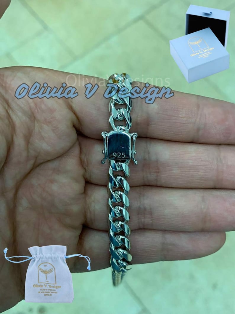 Italienskt kedjehalsband i massivt 925 sterlingsilver, massiv Miami kubansk kantkedja, 10 mm halsbandskedja, present till honom, kubanskt länkhalsband bild 2