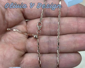 Rose Gold über Sterling Silber Valentino Kette - Einstellbar 61 cm