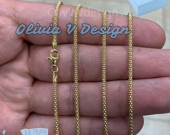 14K gouden vermeil sterlingzilveren popcornketting - gemaakt in Italië