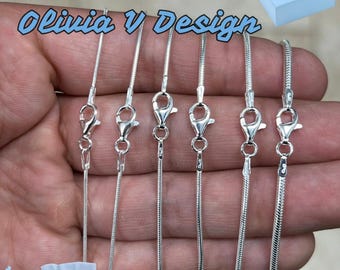 Alfred & Vincent 925 Sterling Silver Snake Chain Necklace – 16-20 Inch, Italy