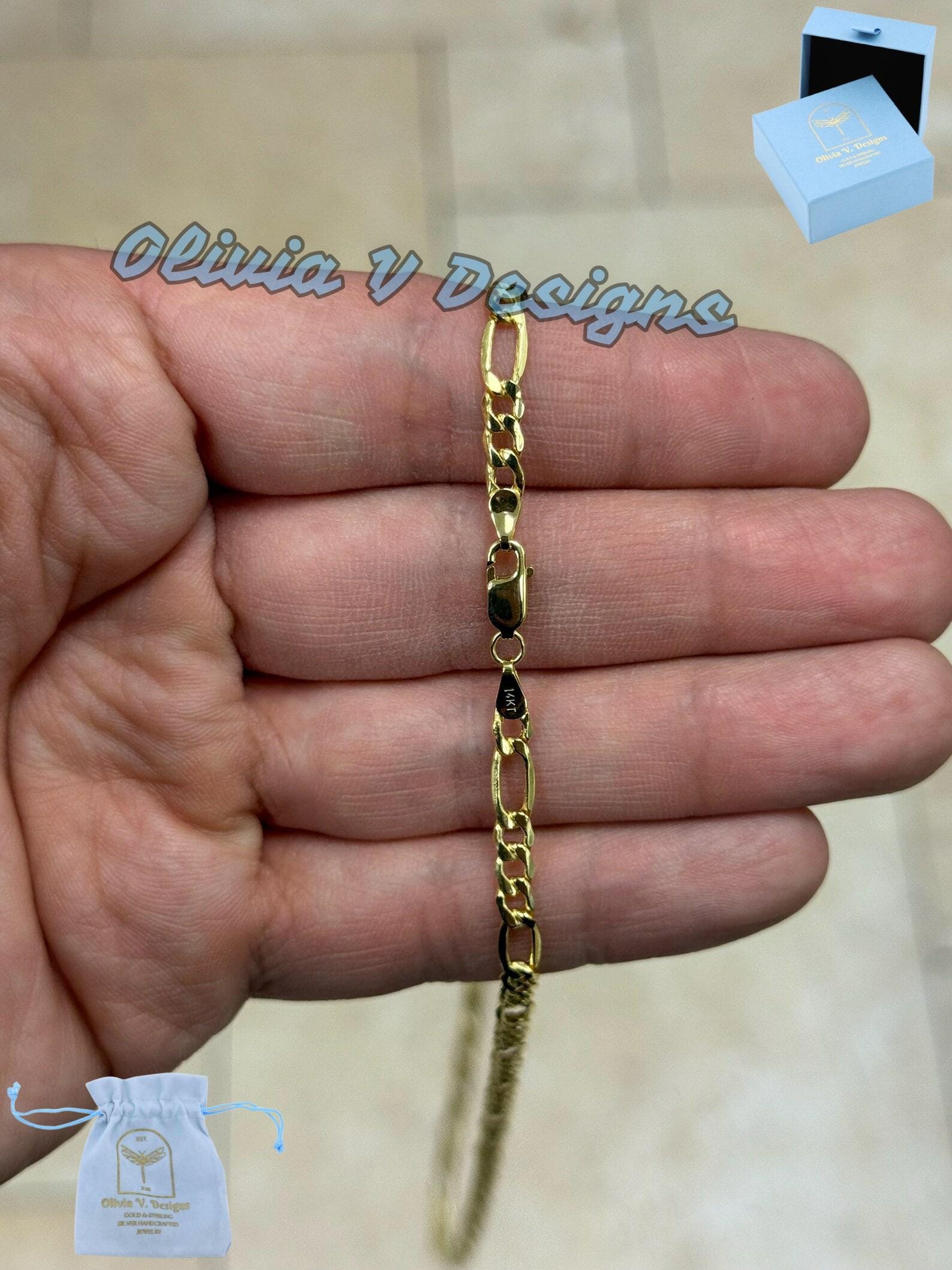 14Kイエローゴールドフィガロチェーンネックレス - 4.50 mm - Etsy 日本
