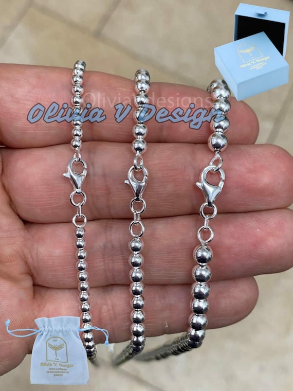 Italian Sterling Silver Ball Bead Chain Necklace: 3mm-5mm - Etsy