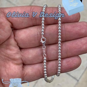 Solid 925 Sterling Silver Italian Ball Bead Chain Necklace, Made in Italy 3mm, Sterling Silver Ball Chain, Ball Necklace Chain
