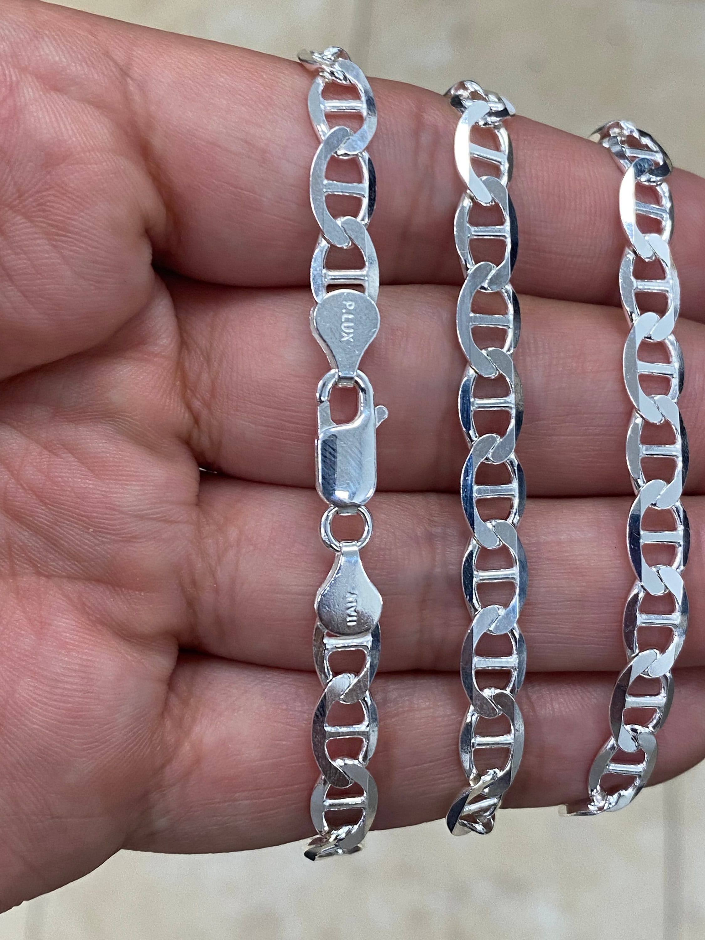 925 Sterling Silver 6.50mm Flat Mariner Link Anchor Chain - Etsy