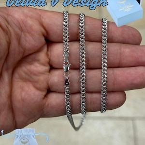 Cadena de eslabones cubanos Miami de oro blanco de 10 quilates: collar y pulsera de 3,5 mm
