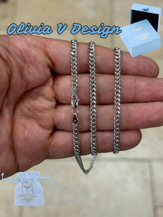 10Kホワイトゴールド マイアミキューバンリンクチェーン：3.5mm