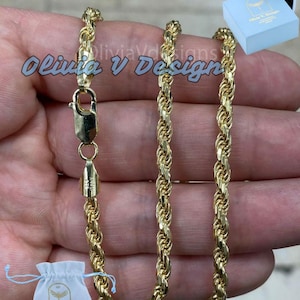 14K Gold Plated Sterling Silver Rope Chain - 4mm Italian Necklace