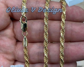 Cadena De Eslabones De Plata De Ley 925 Chapada En Oro Amarillo De 14 Quilates. Todas Las Tallas. - México