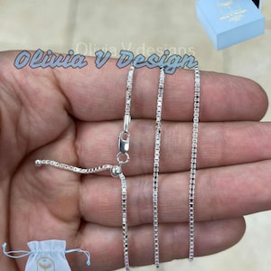Adjustable Sterling Silver Box Chain Necklace (1.3mm)
