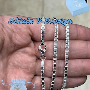 Sterling Silver Box Chain Necklace 2.20mm - Italian Made