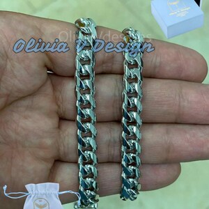 Italienskt kedjehalsband i massivt 925 sterlingsilver, massiv Miami kubansk kantkedja, 10 mm halsbandskedja, present till honom, kubanskt länkhalsband bild 1
