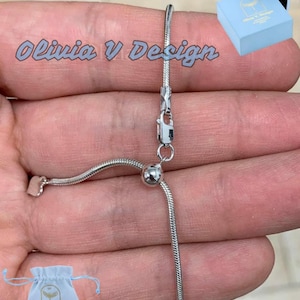 Sterling Silver Snake Chain Necklace: Adjustable Rhodium Plated