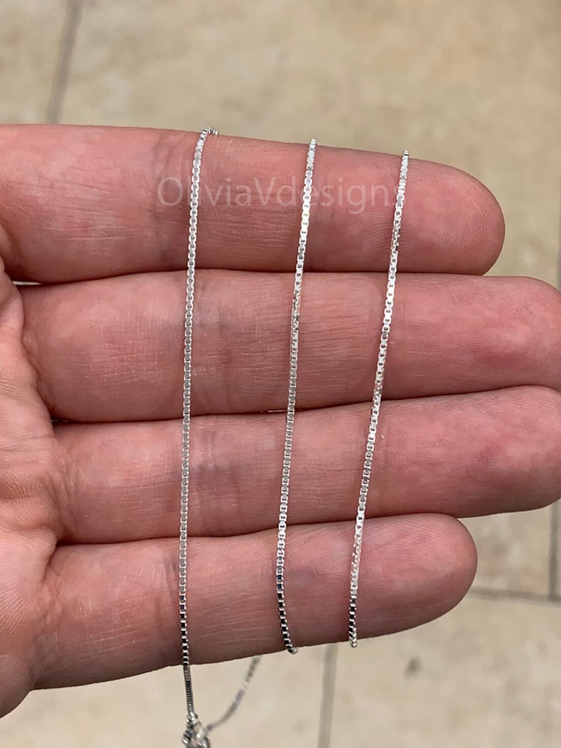 ASHINE 925 Sterling Silver Box Chain Necklace - 1mm & 0.8mm Dainty Chain 16-30 Inch Lengths