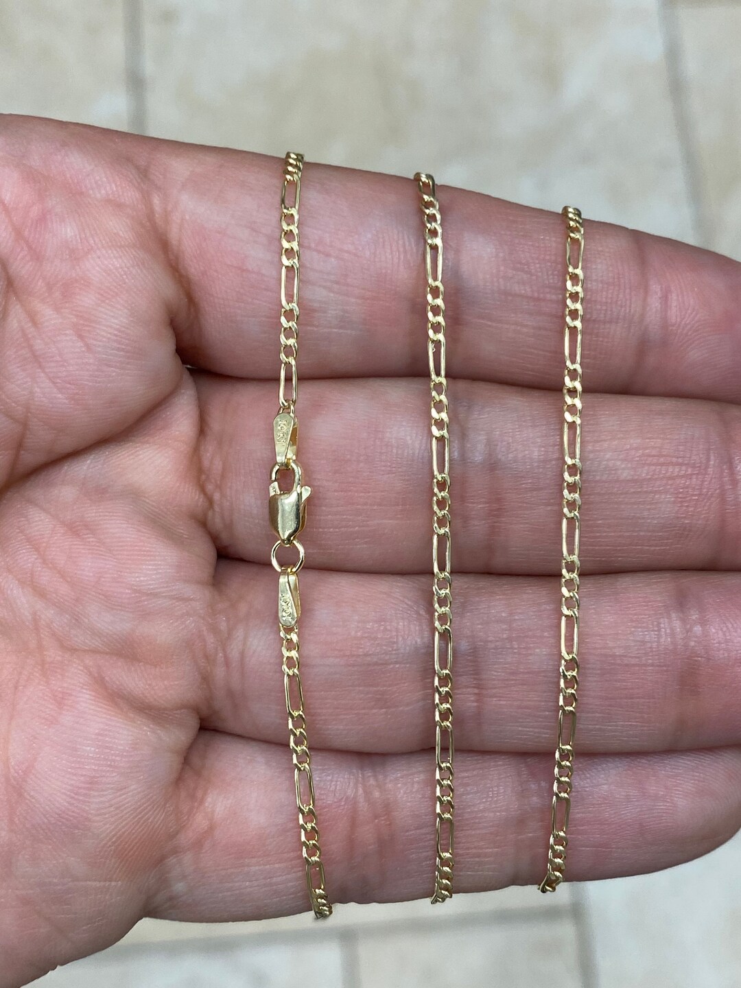 10K Yellow Gold Figaro Chain 1.80MM 16 18 20 22 24 26
