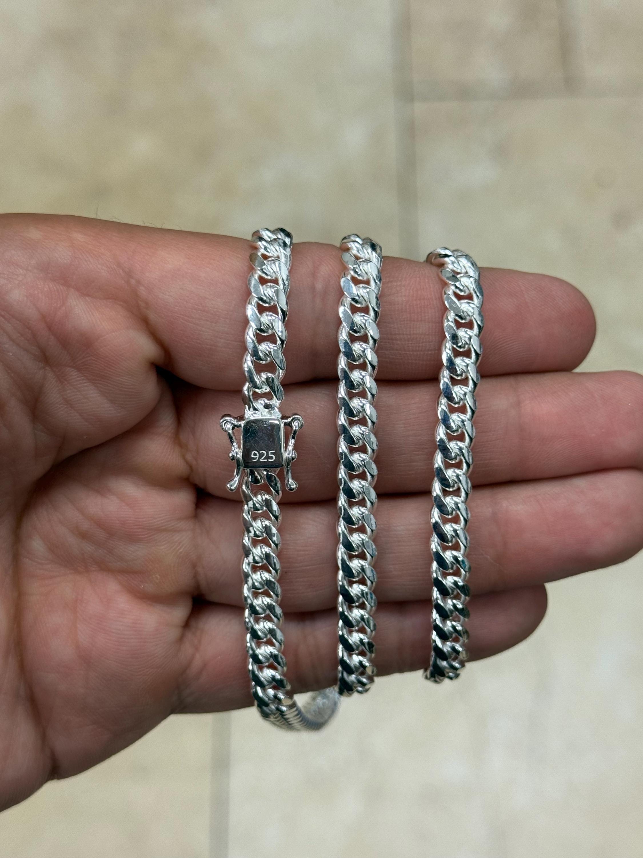 Sterling Silver Miami Cuban Chain Necklace - 6mm Heavy Curb Link