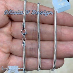 Real Solid 925 sterling silver Snake Chain necklaces 2.5mm 16&quot;,18&quot;,20&quot;,22&quot;,34&quot;,30&quot; - Genuine 925 Silver - Round Snake