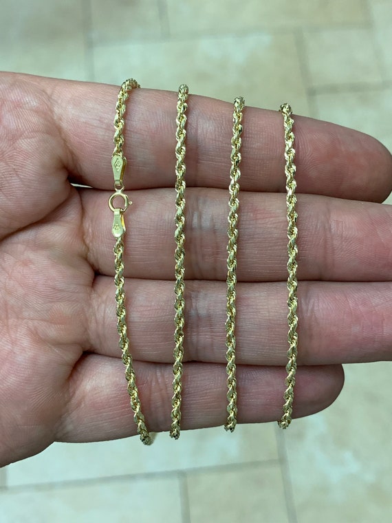 6 inches 14K White Gold 2.00MM Diamond-Cut Rope Link Bracelet