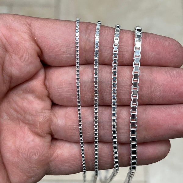 925 Sterling Silver Box Chain 1.5mm 1.8mm 2.20mm 3mm, Sterling Silver Chain, .925 Sterling Silver, Made In Italy, 16'' Through 30''