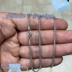 925 Sterling Silver Round Box Chain, 1.8mm Round Box Chain, Sterling Silver Chain, Mens or Womens Chain, Unisex, Made in Italy