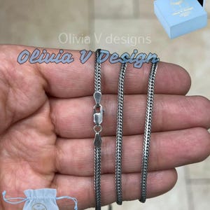 Oxidized Sterling Silver Franco Foxtail Chain: 2.5mm Rustic Braided Necklace