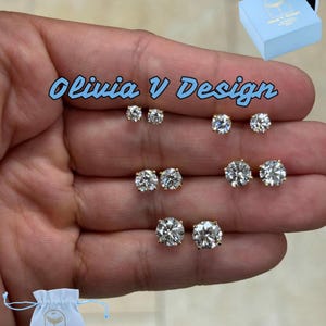 Aretes de diamantes cultivados en laboratorio con certificación IGI de 0,50, 1,00, 1,50, 2,00 y 3,00 quilates en oro amarillo de 14 k con cierre de rosca y diamantes redondos, D-E-F VS