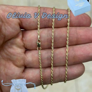 10k Gold Sparkle Rope Chain, 1.50mm Necklace ,Everyday Wear Chain, 16" 18'' 20'' 22'' 24'' 26'' 28'' 30" Gift, Anniversary For Men Woman