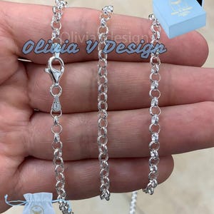 Sterling Silver Rolo Chain, Sterling Belcher Chain, 925 Silver Rolo Chain Necklace 4mm 16 18 20 22 24 30 - Made In Italy - 925 Sterling