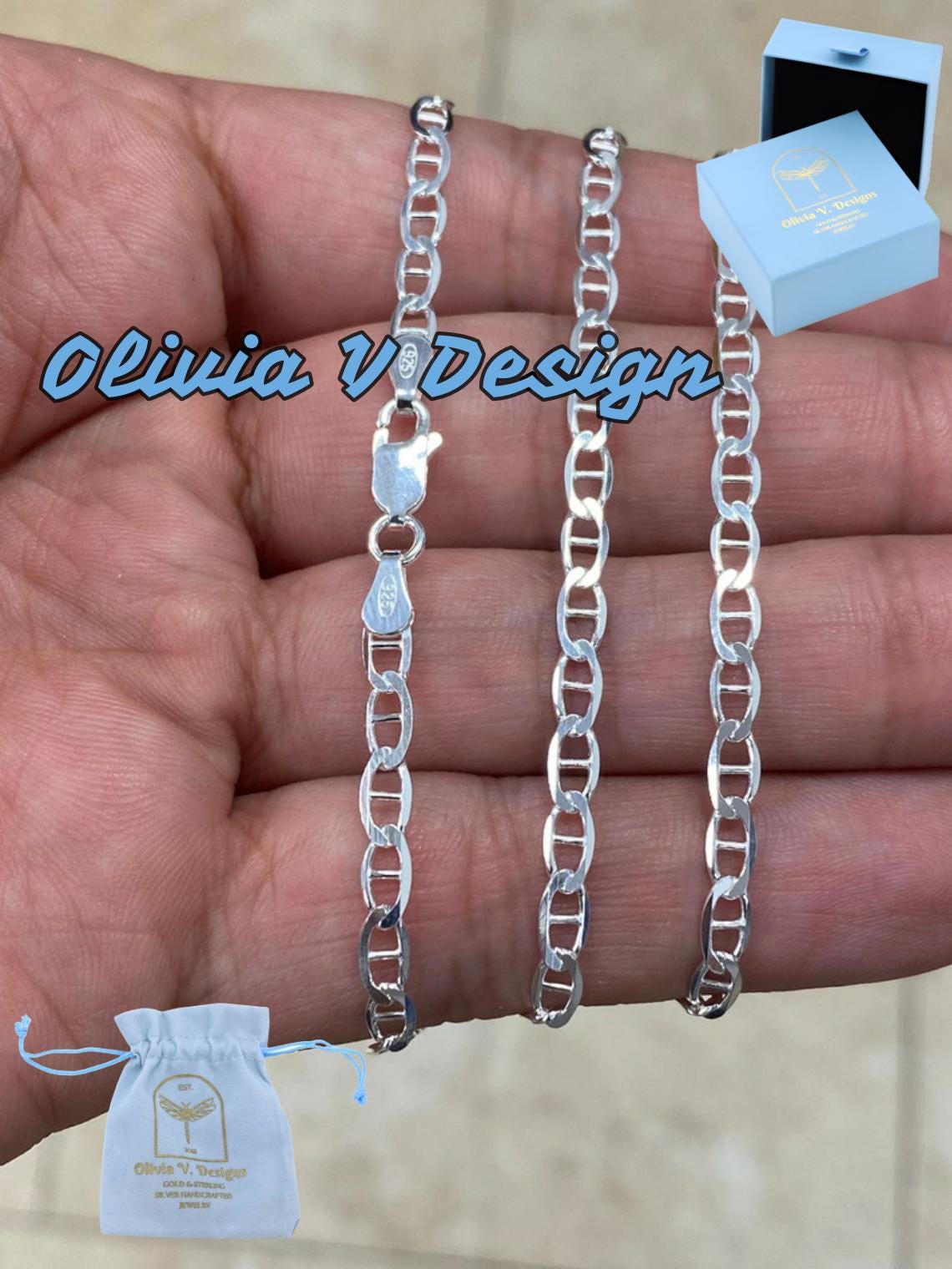 イタリアシルバー製24インチシルバーアンカーチェーンSILVER