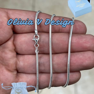 Real Solid 925 Sterling Silver Snake Chain Necklace 2mm In 16&quot;,18&quot;,20&quot;,22&quot;,34&quot;,30&quot; - Genuine 925 Silver - Round Snake