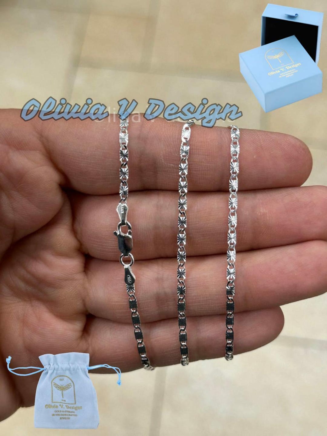 Sterling Silver Valentino Link Chain 2.3mm - Made in Italy - Etsy