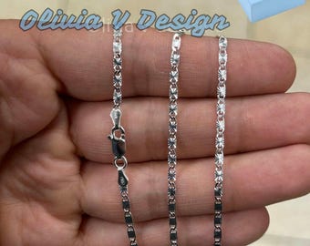 Sterling Silver Valentino Link Chain 2.3mm - Made in Italy