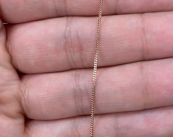 14K Rose Gold 1mm Cuban Curb Chain 16 