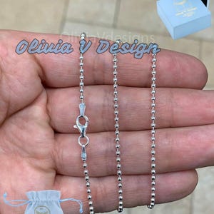 スターリングシルバー イタリアンボールビーズチェーンネックレス 2mm