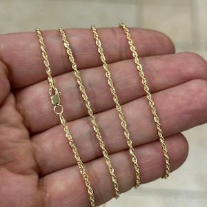 Genuine 18K Solid Genuine Gold Rope Chain 1.80mm 10'' 16'' 18'' 20'' 22'' 24'' 26'' 28'' 30'' Lobster Clasp, 18K Gold Necklace, Genuine 18K image 3