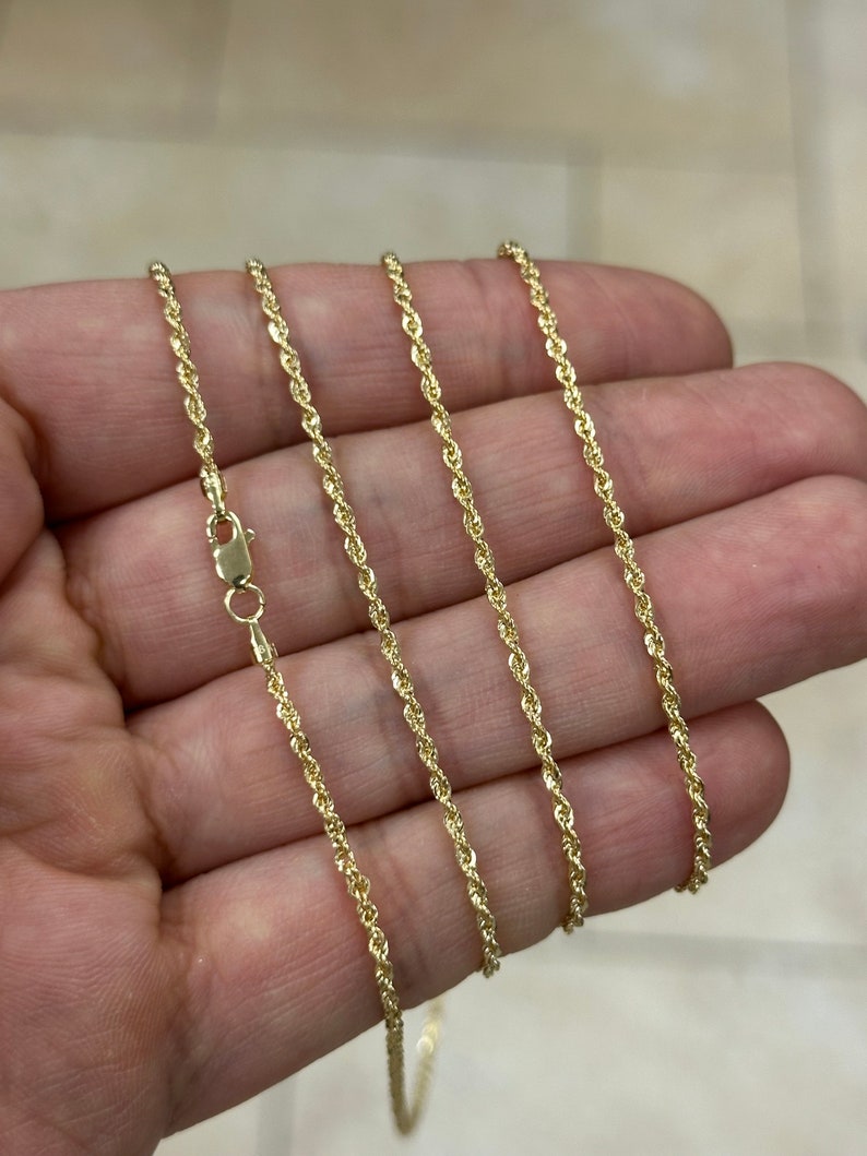 Genuine 18K Solid Genuine Gold Rope Chain 1.80mm 10'' 16'' 18'' 20'' 22'' 24'' 26'' 28'' 30'' Lobster Clasp, 18K Gold Necklace, Genuine 18K image 3