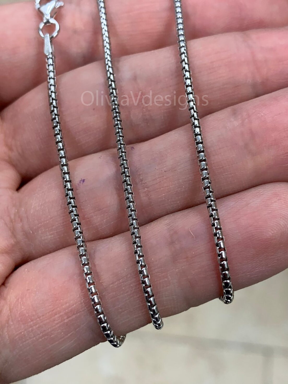 Round Box Chain 1.5mm Round Box Chain Sterling Silver Chain Etsy