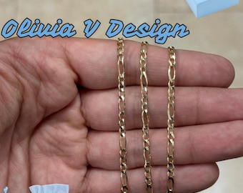 14K Yellow Gold Figaro Chain Necklace - 3.00MM Solid Gold