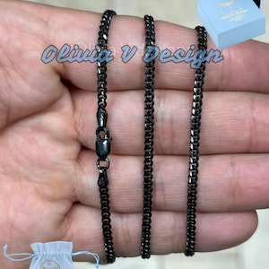 Black Rhodium Sterling Silver Cuban Curb Chain - 2.5mm