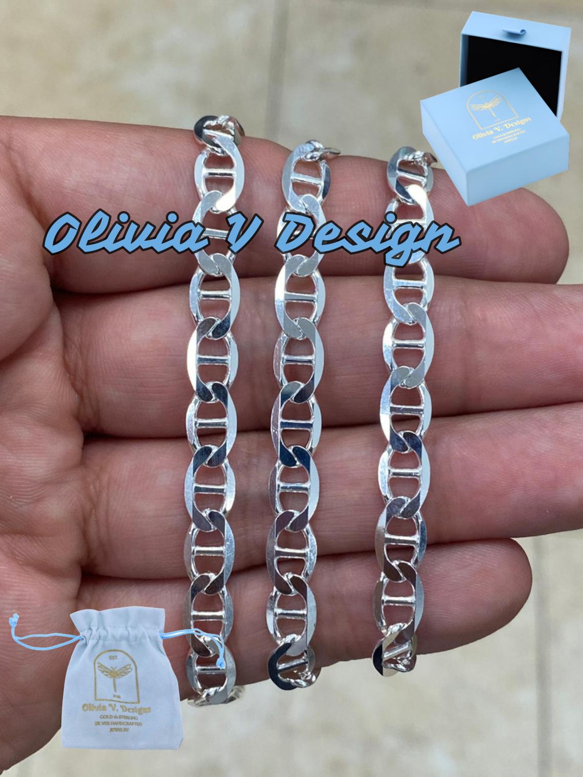 925 Sterling Silver 6.50mm Flat Mariner Link Anchor Chain