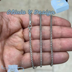 925 Sterling Silver Round Box Chain, 2.1mm Round Box Chain, Sterling Silver Chain, Mens or Womens Chain, Unisex, Made in Italy