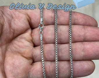 Round Box Chain, 2mm Round Box Chain, Sterling Silver Chain, .925 ...