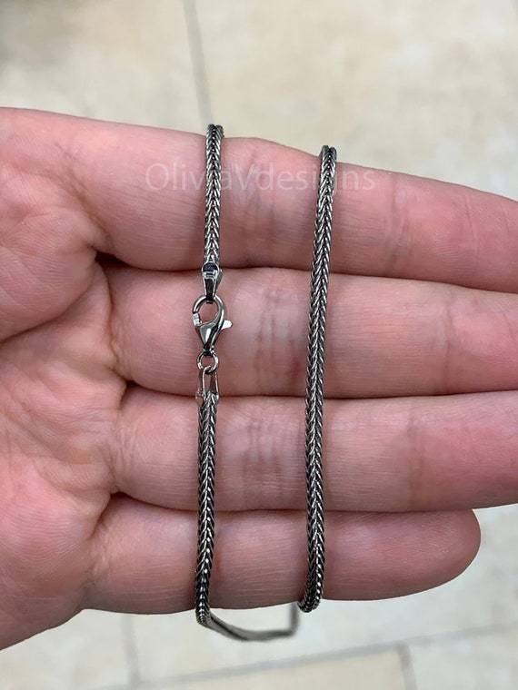 Chain Sterling Silver Oxidized Square 