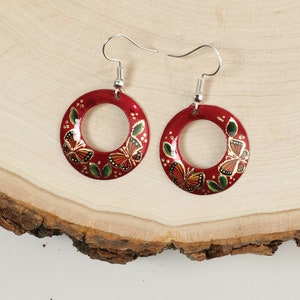 Hand painted Mexican earrings different colors/ sizes Aretes pintados a mano diferente sizes y colores image 7