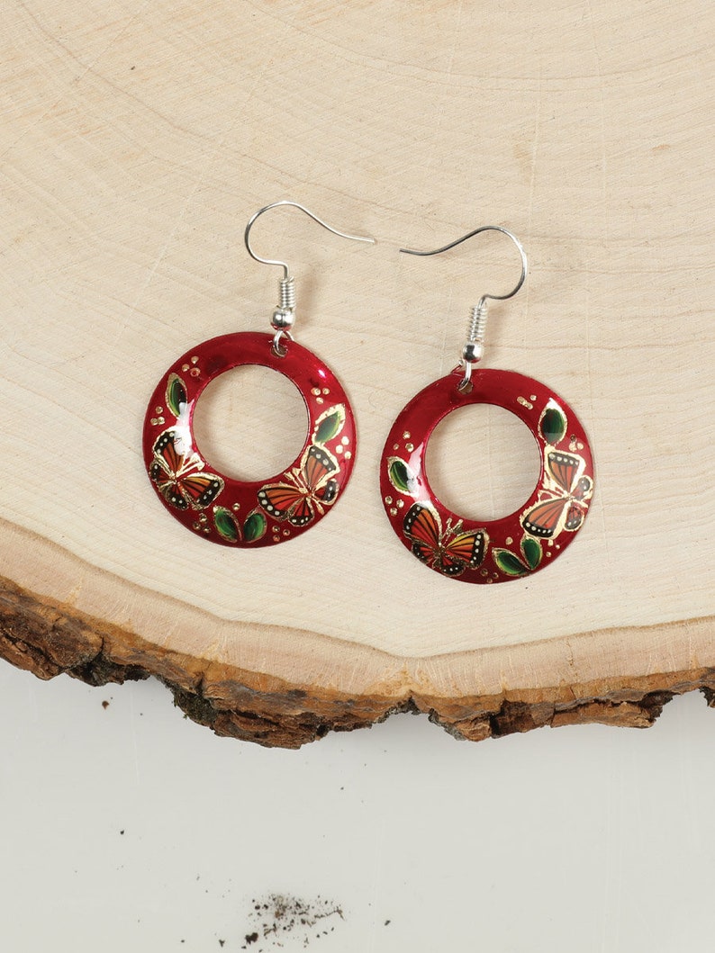 Hand painted Mexican earrings different colors/ sizes Aretes pintados a mano diferente sizes y colores image 7