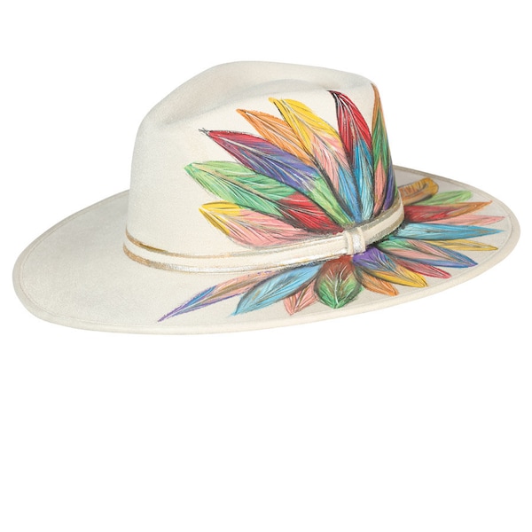 Hand-painted Artisanal Fedora Hat- Sombrero Pintado a Mano Artesanal- Made in Mexico