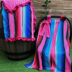 Pink Serape Car Seat Cover-Mexican Car Seat Cover- Cubre Porta-Bebé Diseño Serape Mexicano Rosa