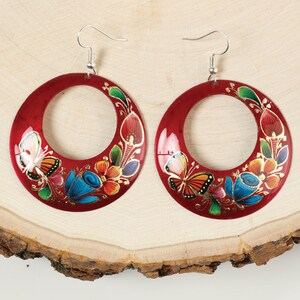 Hand painted Mexican earrings different colors/ sizes Aretes pintados a mano diferente sizes y colores image 9