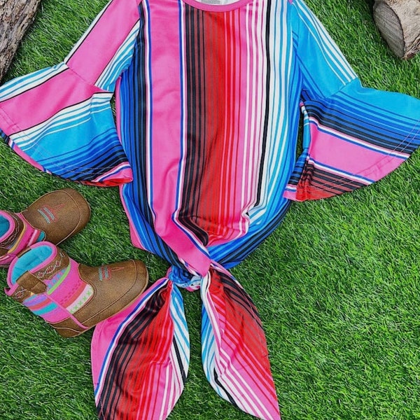Pink Serape Print Mexican Western Baby Gown- Cowboy Baby Gown- Mexican Baby Gown- Traje de bebé Mexicano Serape Rosa