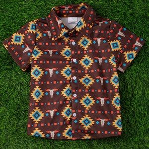 Aztec Print Boys Shirt- Camisa de niño con diseño Azteca