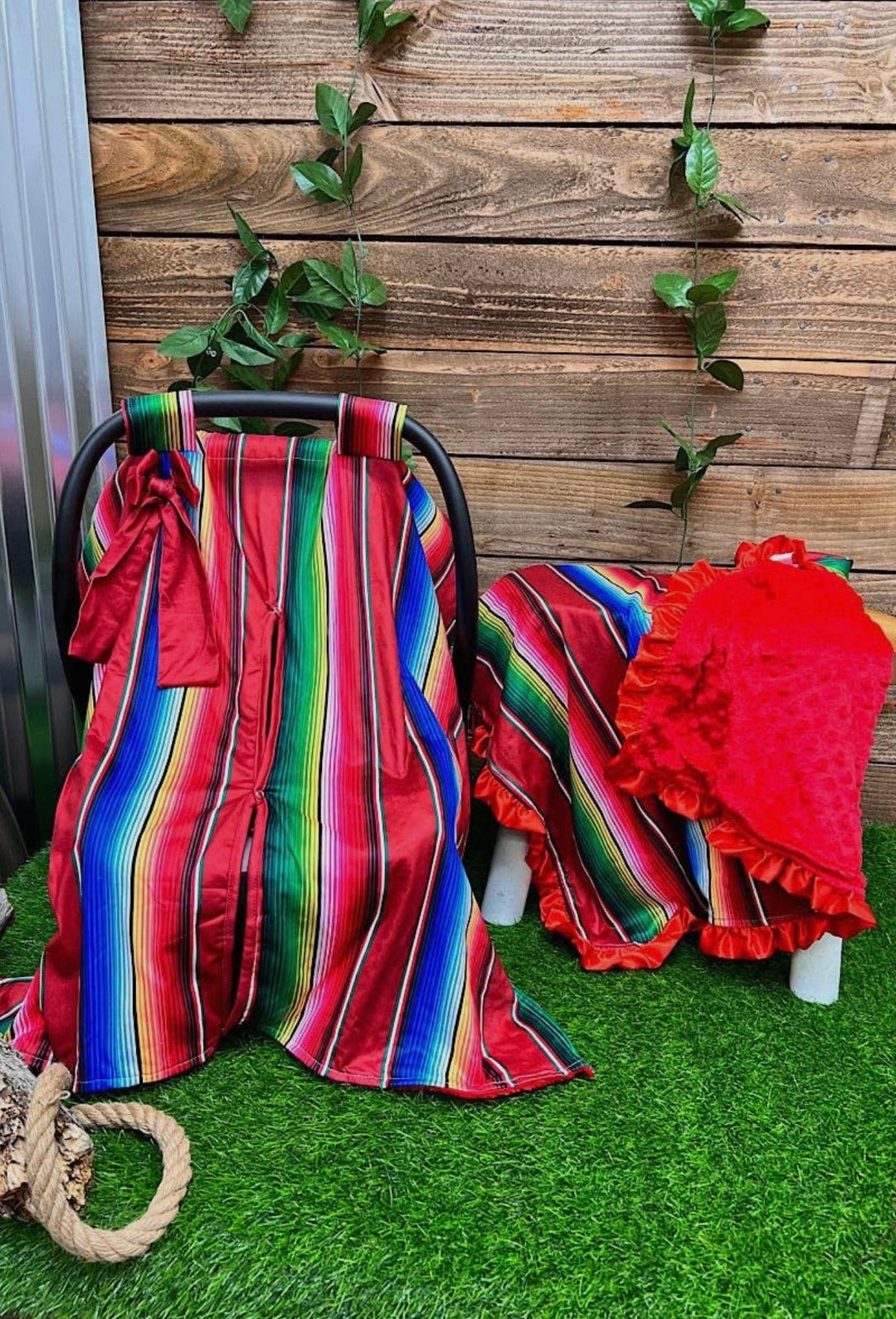 Green Baja Serape Car Seat Covers main image 0